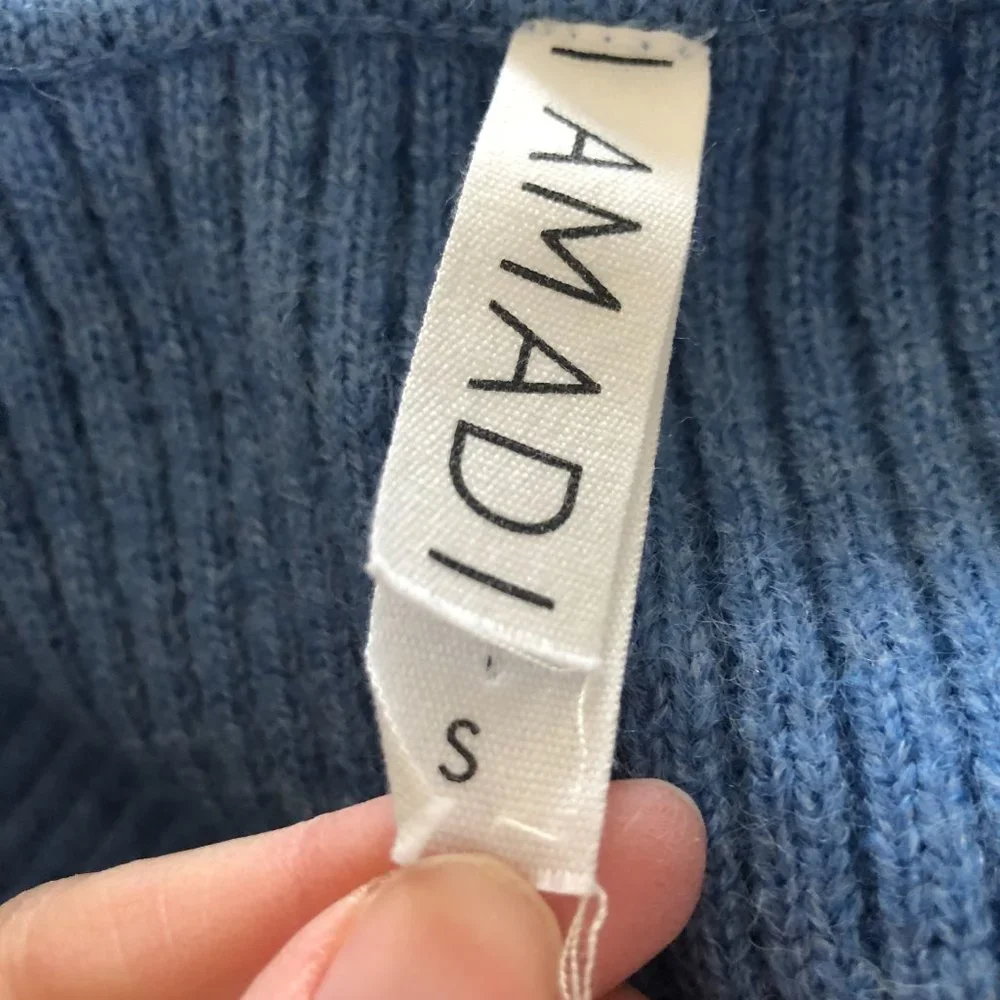 AMADI Anthropologie Long Sweater Cardigan Duster Rib Knit Blue size S - Picture 11 of 13